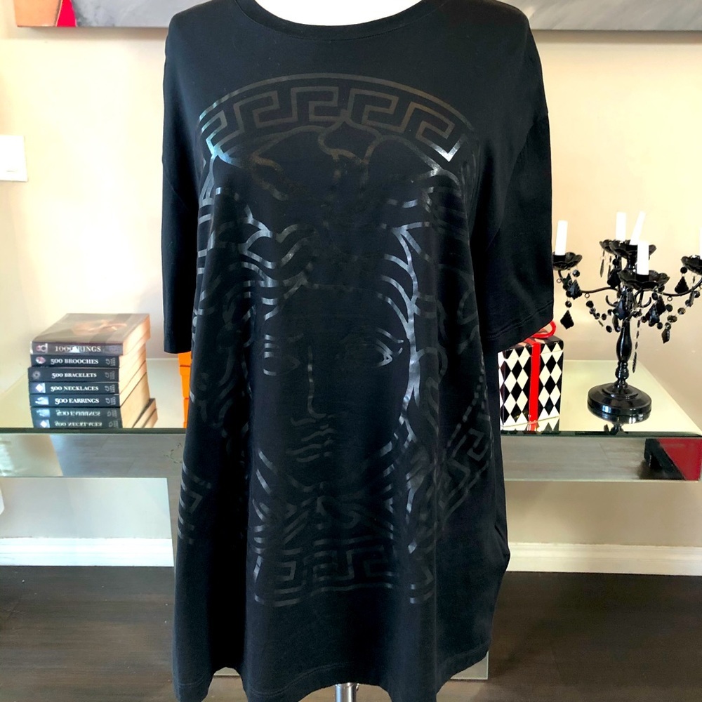 Versace Sz 2XL Black Cotton Medusa Tonal T-shirt